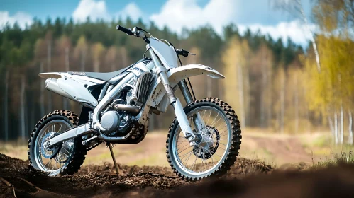 White Motorcycle on Muddy Terrain