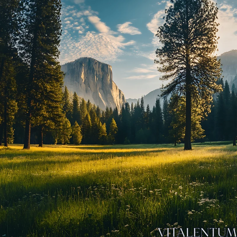 Tranquil Meadow Landscape AI Image