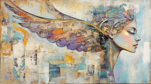 Winged Woman Abstract Painting