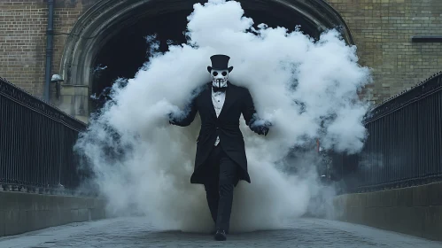 Masked Figure in Smoke