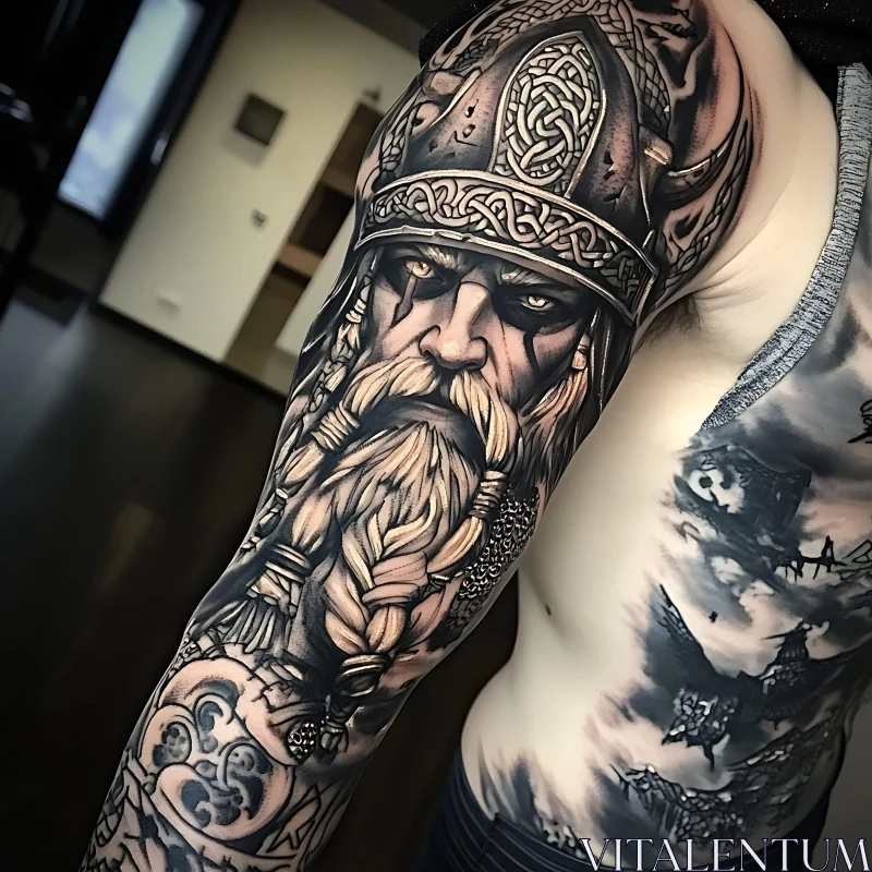 Intricate Viking Tattoo on Arm AI Image