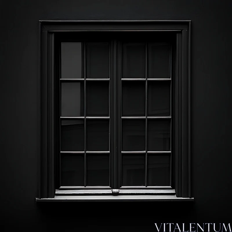 Black Window Frame on Black Wall AI Image