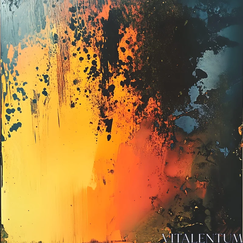 Energetic Abstract Painting in Warm Tones AI Image