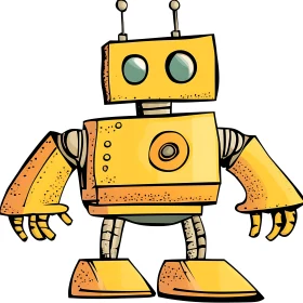 Whimsical Yellow Robot Character