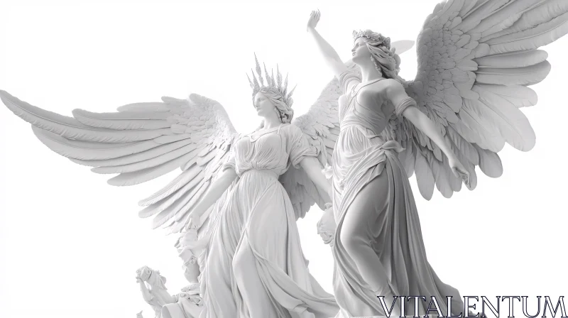 AI ART White Angelic Figures with Spread Wings