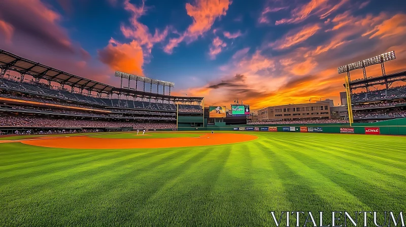 AI ART Sunset Over Baseball Field