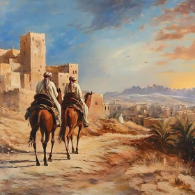 Camels in Desert Painting