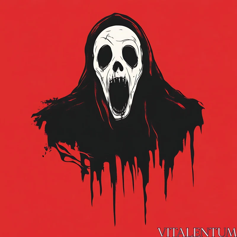 AI ART Ghostly Scream Skull Illustration