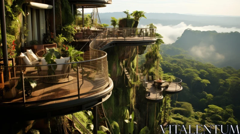 Exotic Fantasy Architecture in a Lush Valley - National Geographic Style AI Image