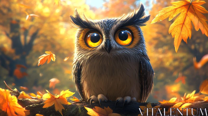 Forest Owl in Fall AI Image