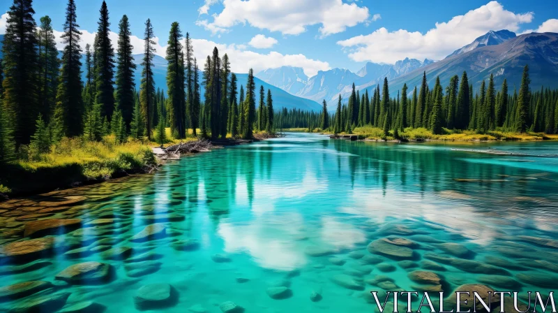 Iconic Canadian Mountains: An Emerald and Aquamarine Landscape AI Image