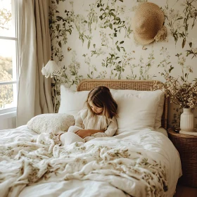 Childhood Moment: Girl in Floral Room