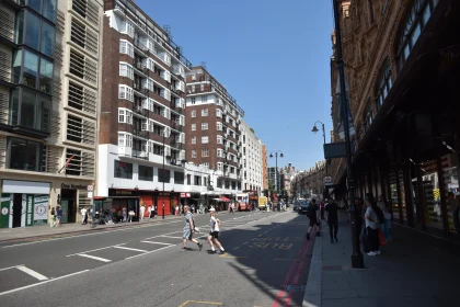 London Street with Pedestrians and Architecture