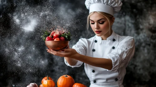 Professional Chef Preparing Dessert