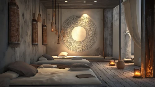 Relaxing Spa Interior with Mandala Art