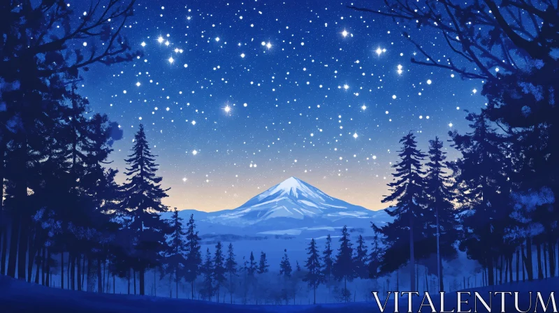 AI ART Serene Nighttime Mountain View