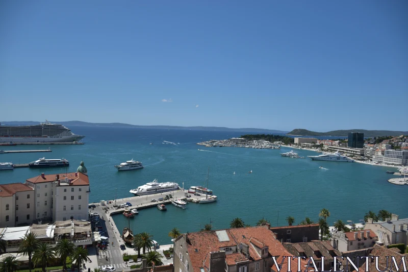 Split Harbor Aerial View Free Stock Photo