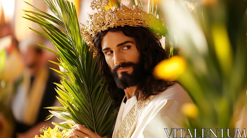 Man with Crown and Plants AI Image