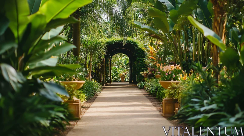 Tropical Garden Gateway View AI Image