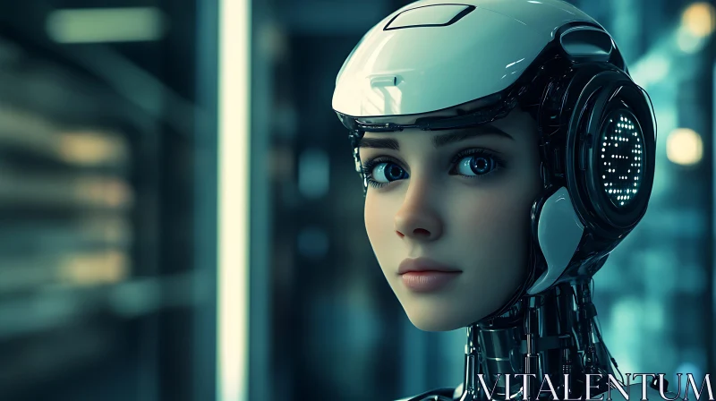 Detailed Close-Up of a Futuristic Cyborg AI Image