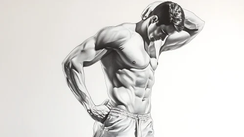 Artistic Man Portrait with Strong Muscles