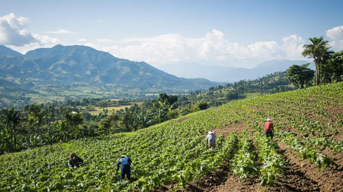 Farmers Working in Green Field