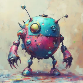 Retro-Futuristic Robot Illustration