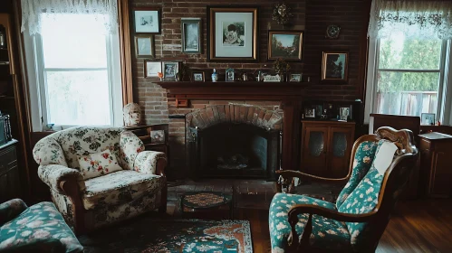 Cozy Living Room with Floral Armchairs