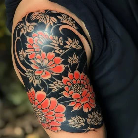 Floral Tattoo Design on Upper Arm