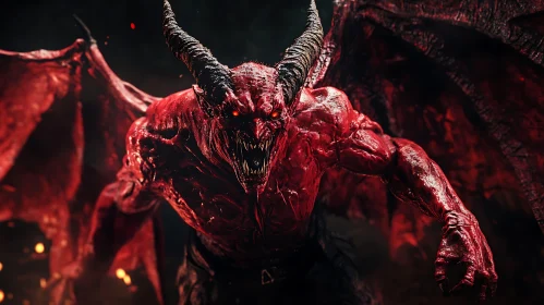 Red Skinned Demon with Horns