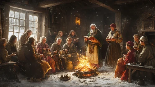 Rustic Winter Storytelling by the Fire