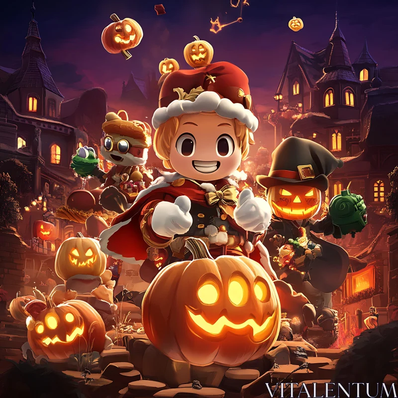 Whimsical Halloween Night Cartoon AI Image