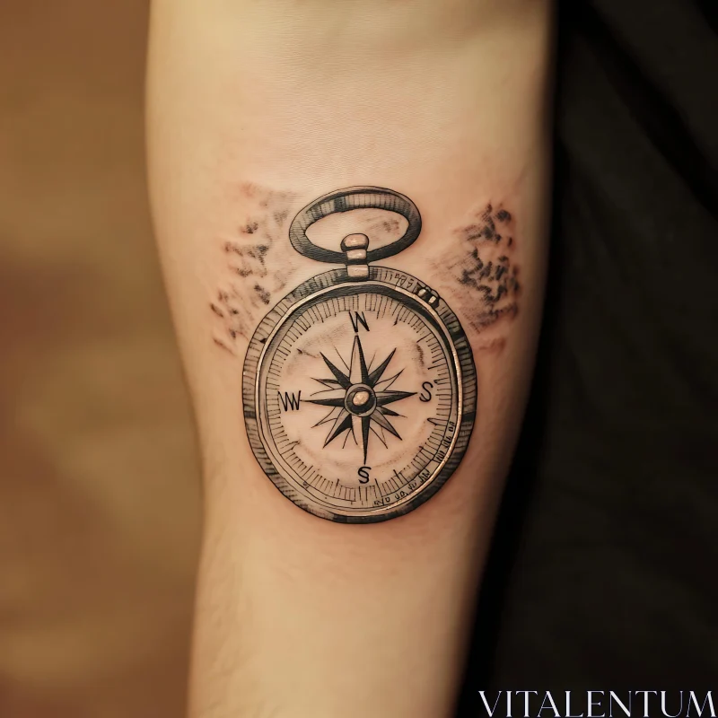 Nautical Compass Tattoo Design AI Image