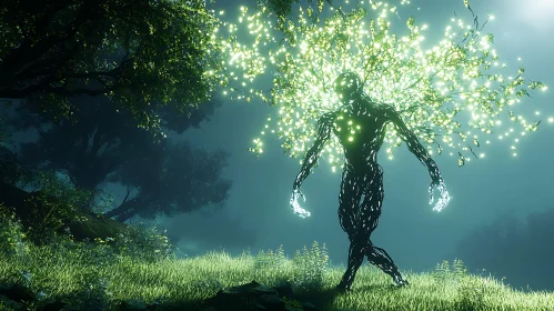 Mystical Tree Spirit in Verdant Woods