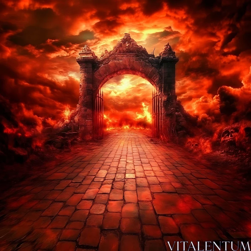 AI ART Red Gate to Another World