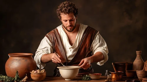 Old-fashioned Cooking Scene