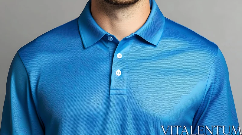 Men's Blue Polo Shirt Texture AI Image