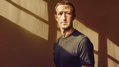 Detailed Portrait of Mark Zuckerberg with Sunlight and Shadows