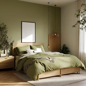 Modern Bedroom with Green Bedding