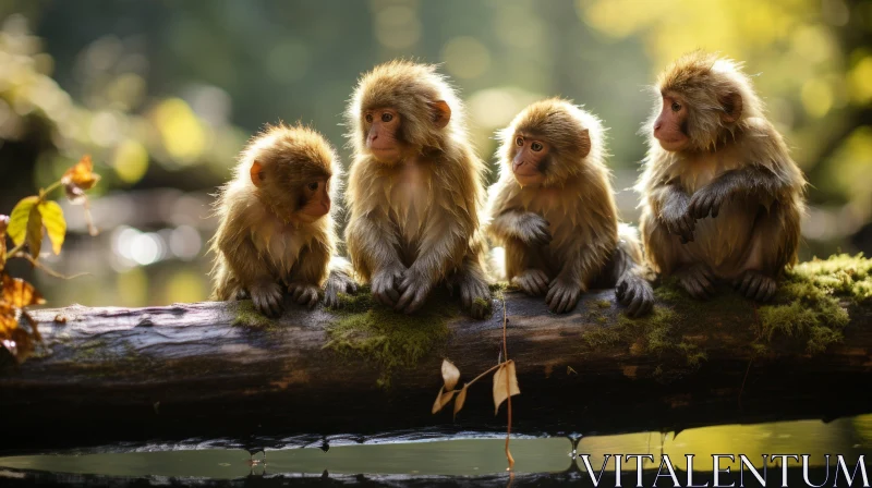 Enchanting Monkeys in Rain Forest - A Study in Japanese Photography AI Image
