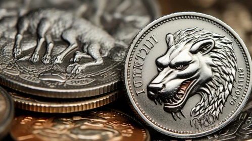 Intricate Silver Wolf Coin Art: A Blend of Myth and Reality