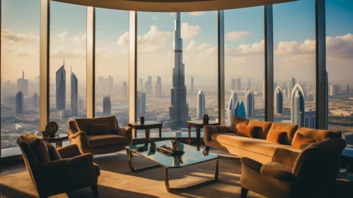 Lounge Room with Burj Khalifa: Atmospheric and Moody Lighting