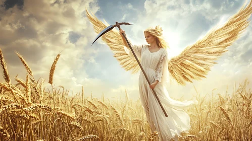 Golden Field Angel with Wings