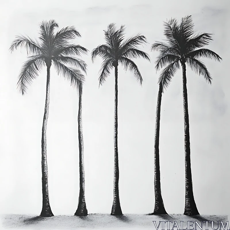 AI ART Minimalist Palm Tree Trio Art