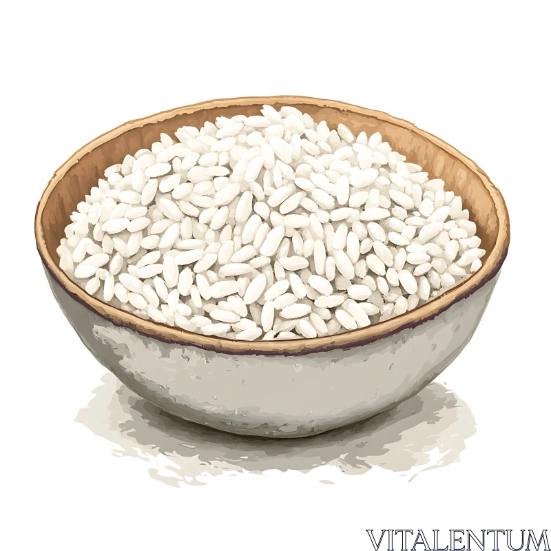 White Rice in a Simple Bowl AI Image