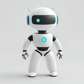 Cute AI Robot with Blue Details