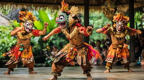 Ornate Masks and Costumes of Balinese Dancers