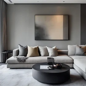Serene Gray Sofa and Abstract Art