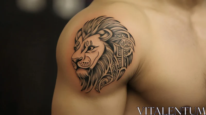 Lion Shoulder Tattoo Art AI Image