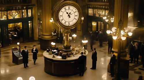 Golden Hall with Large Clock